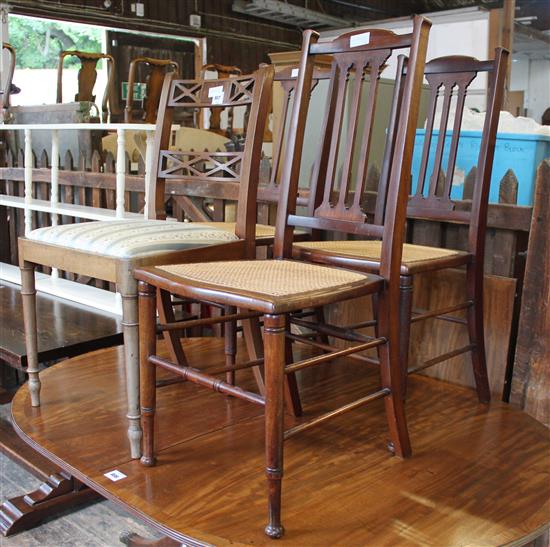 3 caned seat mahogany chairs & 1 other